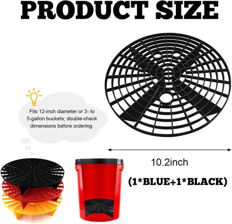 Yourkar 2 PCS Car Wash Bucket Inserts, Plastic Vehicle Wash Bucket Insert Detail Grit Trap, Auto Wash Dirt Collectors Fits 12 Inch Diameter Bucket, Universal Car Accessories (Black+Blue, 2PCS) - Image 2